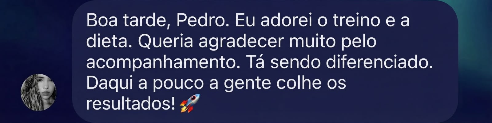 Depoimento de aluna sobre o treino e a dieta